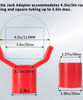 Diagram of 2 In 1 Bottle Jack Adapter For 12 Ton And 20 Ton, showing dimensions and compatibility with axles and saddles.