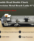Jaryannix 8x32 Inch Mini Metal Lathe, 1100W Benchtop Machine With Variable Speed Control Up To 2500Rpm on a workbench.