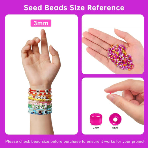 All In One Glass Seed Beads Kit With Over 44000 Beads In 144 Colors 1000 Charms Clasps Chains Needles Threaders Elastic Cords