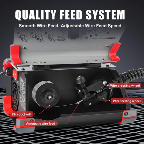 140Amp MIG Welder Flux Core Gasless 3 In 1 MMA Stick Lift TIG Welding Machine 110V Synergy IGBT Inverter wire feed system