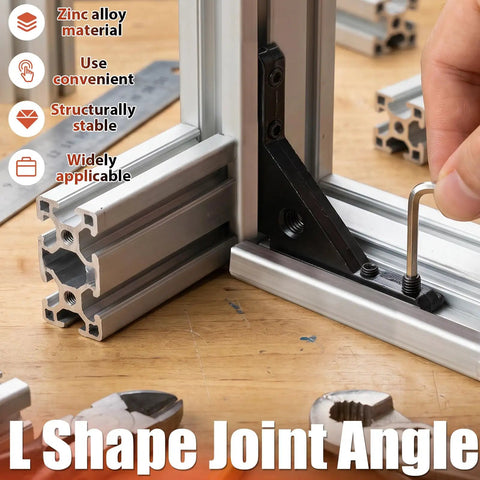 Heavy Duty Black Corner Brackets For 20 Series T Slot Aluminum Extrusion Build With 20 L Shape Joints, 80 Screws And Wrench Kit for DIY projects.