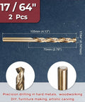 Kozelo 2pc gold twist drill bit set, 17/64 in diameter, M2 high-speed steel