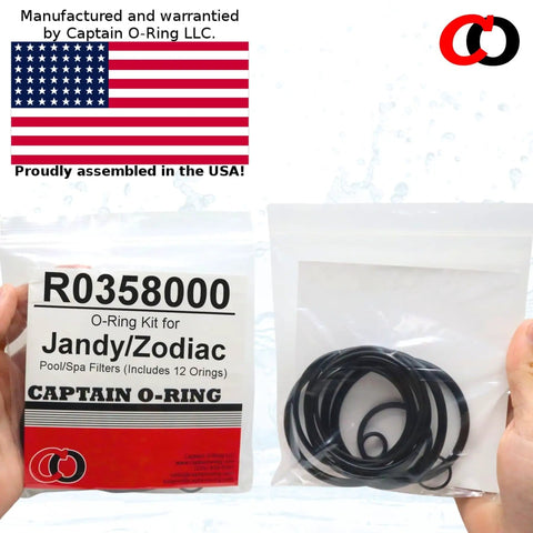 12 O Ring Kit R0358000 For Jandy Zodiac Pool And Spa Filters with packaging and O-rings displayed