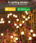Solar Firefly Pathway Lights 6 Pack Warm White LED Garden Decor Waterproof with 8 flicker modes and flower accents