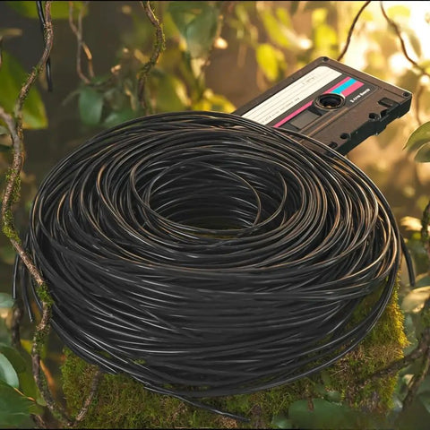 Rubber Drive Belt Set for DVD CD VCR and Cassette Players 56 Pcs Replacement Belts with tape in forest setting