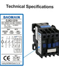 Three Pole AC Contactor CJX2 1210 With 24V AC Coil 3NO Plus 1NO Auxiliary 660V shown with technical specifications