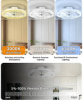20 Inch Low Profile Fandelier With Integrated Light And Smart App Control, Modern Ceiling Fan with adjustable light color temperatures.