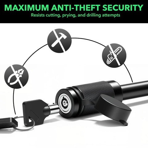 Beefy Trailer Hitch Pin Lock for Class III/IV Receivers 2.5 to 3 Inch, keys, and cap, anti-theft design, black, 4 inch length