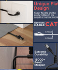 Cat 8 Ethernet Cable 50 Ft Ultra Fast 40Gbps 2000MHz Shielded SFTP RJ45 LAN Patch Cord installed on wall and floor