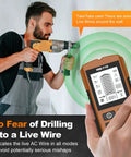 Professional Studs Finder with Multiple Depth Setting for Location of Hide Structures Behind Wall and Ceilings Electric Wire Transducer for Partitions in use with drill near live wires.