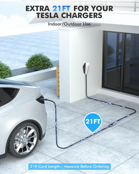 Badass Nacs Ev Extension Cord Boasts Sweet 50 Amp Heavy Duty Build Perfect For Tesla 240v Level 2 Charge Up 21 Ft on tiled surface.
