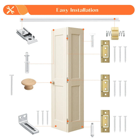 Bifold Closet Door Track Replacement Kit With Pivots, Guide Wheel, Brackets, And All Hardware For 48 Inch Door System