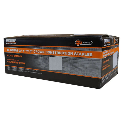 Box of 16-Gauge Medium Crown Construction Staples For Glue Collated DIY Projects 2 Inch Galvanized Steel 10,000 Count Indoor Outdoor Use