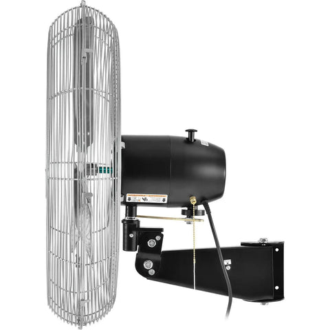 Side view of Beefy Deluxe Wall Mount Fan 30 Inch Diameter With Fixed And Oscillating Head 3 Speed 10000 CFM At 1100 RPM, half HP