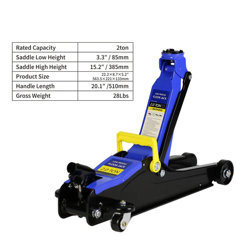 2 Ton Floor Jack Kit With Jack Stands And Tire Repair Tools For Garages And Shops Portable Heavy Duty Steel Pro Grade Lifts Cars Trucks SUVs From 3.3 To 15.2 Inches Ideal For DIY Auto Repair