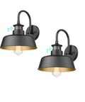 Motion Sensor Gooseneck Barn Lights Outdoor Wall Mount Porch Lights Industrial Farmhouse Sconces Black Finish Exterior Lighting Fixture, E26 Base, Requires Bulb Up To 100W, 2 Pack shown with motion detection.