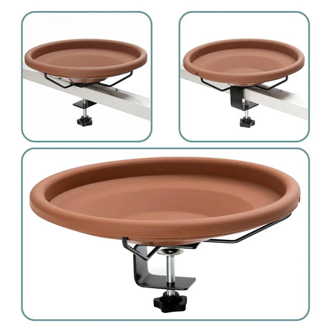 Deck Mounted Bird Bath Bowl For Balcony Railings 12 Inch Unheated Outdoor Bird Bath With Fence Clamp And Detachable Design
