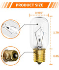 Over The Range Microwave Light Bulb Dimmable 125V 30W E17 Base Super Easy Install product size and dimensions