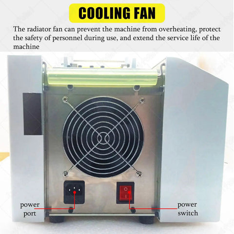 Cooling fan and control panel of Dead Nuts Precise Electric Heat Shrink Tube Cutter for safe operation.