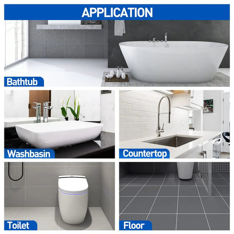Applications of Odorless Tub And Tile Refinishing Kit For DIY Bathroom And Kitchen White Coating With Tools 3 Pack on various surfaces