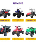 Fitment guide showing Coolster 125cc ATV, Tao Tao 110cc and 125cc ATVs, Tao Tao ATK 125, Kazuma 110 ATV, Sunl 110cc ATV, Baja 90 ATV