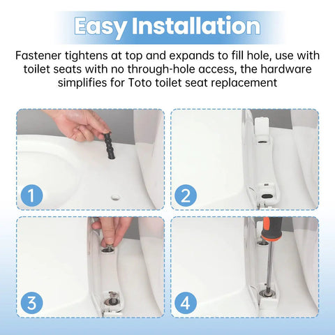 Step-by-step installation guide for Top Mount Toilet Seat Bolts With Expanding Rubber Anchors For Toto Compatible Fixtures.