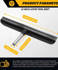 12 Inch Lathe Tool Rest With Five Eighth Inch Stainless Steel Post for Wood Lathe Tool Holder