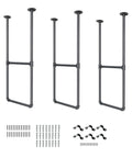 37 Inch Black Ceiling Mount Shelf Bracket Set With 3 Pairs U Shape Pipe Brackets For Kitchen Storage No Planks Included Kickass Heavy Duty Ceiling Shelf Kit Bundle displayed with mounting accessories.