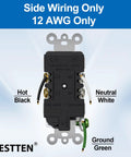 Back view of 10 Pack 20 Amp Receptacle Outlet With Tamper Resistant Design And Screwless Wall Plate Included UL Listed 125V 2500W White