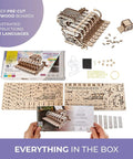 Mechanical Celesta Wooden Puzzle Kit For Adults, 3D DIY Musical Instrument That Doubles As A Functional Mini Piano, Music Box And Xylophone Brain Teaser, 4.7 Inch Tall Wood Model with parts and instructions