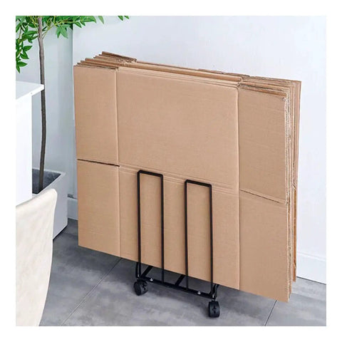 Carton Stand For Boxes With Swivel Wheels And Locking Casters On The Go Portable Cardboard Storage Cart Black Finish