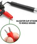 Close-up of red alligator clip on Spark Plug Wire Tester For Locating Faulty Wires Multi Color Easy To Read Instructions Quick Diagnostic Tool For Cars