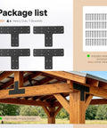 T Post Timber Pergola Bracket Set For 4x4 And 6x6 Lumber Heavy Duty Steel Powder Coated Black Four Pack installed on wooden structure