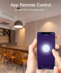 Hand holding phone with app controlling Smart E26 LED Bulbs 8W Dimmable 2700K Warm White 800 Lumens in dining room
