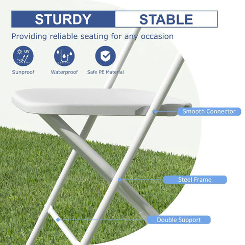 Side view of White Plastic Folding Chairs 2 Pack For Indoor And Outdoor Use 350 Pound Capacity Lightweight Portable Event Seating