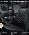3D Foam Faux Leather Seat Covers Full Set Waterproof and Easy Clean All Black, Universal Fit installed in car