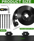 33 Foot Landscape Edging Kit With 50 Stakes 4 Inch Tall Flexible No Dig Plastic Lawn Border For Yards Flower Beds Pathways And DIY Landscaping In Black, showing coiled edging and stakes