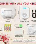 Bed Alarm System For Wandering Seniors And Dementia Patients Portable Pager With Wireless Motion Sensor Silent Vibration Alerts And Fall Prevention Room Monitor For Home Health Care, sensor and receiver set