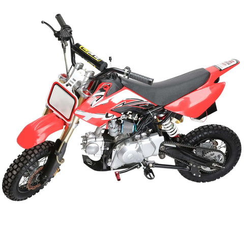 CNC Aluminum Folding Gear Shift Lever For 50cc To 160cc Pit Bikes, Adjustable Angle, 152mm Length installed on red dirt bike