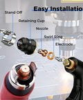 Exploded view of IPT40 Tip Electrode Kit Replacement For CUT 55DS Pro And CUT 65DS Plasma Cutters showing components.