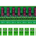 8 Channel DIN Rail Power Distribution Fuse Block For DC 5 To 32V, Plug And Play Top Wiring Terminal, Expandable System, 20A Per Channel And 20A Total, 7.62mm Pitch, Supports 26 To 10 AWG Wiring, green 8-output module