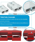 175 Amp 1 0 AWG Battery Quick Disconnect Connector Kit matching white and red connector sizes, close-up of terminals