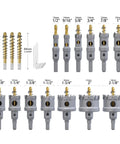 Heavy Duty 20 Piece Carbide Hole Saw Kit 1/2 To 2-1/8 Inch With Titanium Pilot Drill and wrench including hole saws and bits.