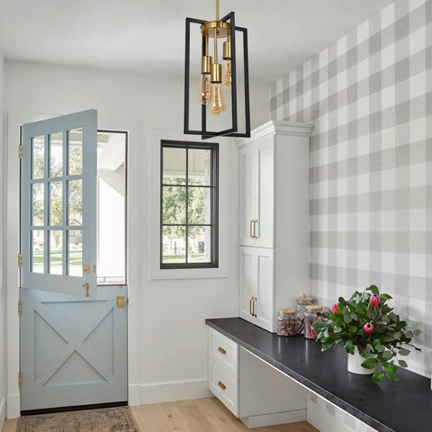 Sleek Black And Brass 3 Light Pendant Light For Kitchen Island And Dining Room Modern Industrial Farmhouse Rectangle Chandelier