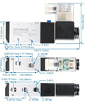 Diagram of Pneumatic Solenoid Valve 4V210-06 DC24V Five Way Two Position Internally Piloted Acting Type with measurements.