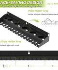 Vise Grip Holder Wall Mount Pliers Organizer Rack with three slot sizes, fits 15 vise grips or 11 pliers, wall mounted for garage use.