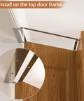 Top Notch Concealed Bifold Barn Door Hardware Kit With Slick Stainless Steel Track For Right Open Folding Closet Doors and 180 Degree Bracket mounted on top door frame.