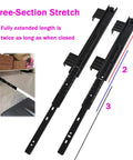 Heavy Duty Ball Bearing Drawer Slides For Cabinets And Keyboard Trays In 240mm Or 290mm Closed Length That Extend To 480mm Or 578mm, black steel slides shown extended