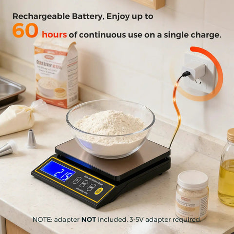 66 Lb Digital Kitchen Scale With Percentage Weighing, 30 Kg Capacity, 1 G Readability, Rechargeable Battery, Big LCD in kitchen