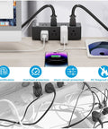 Edge Mount Desk Clamp Power Strip With Eight AC Outlets Plus Two USB A Ports And One USB C 18W Fast Charge in office setup
